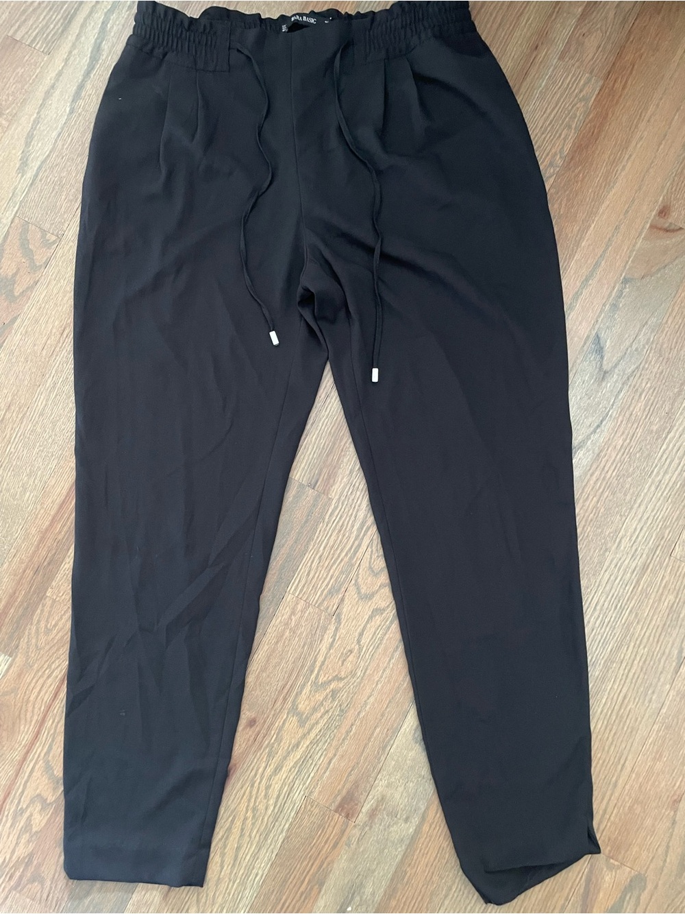 Zara Black Drawstring Tapered Joggers